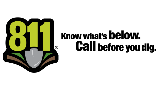 811 One Call logo and tagline: Know what's below—call before you dig.