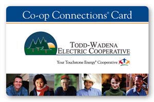 Todd-Wadena Electric Cooperative's Co-op Connection Card.